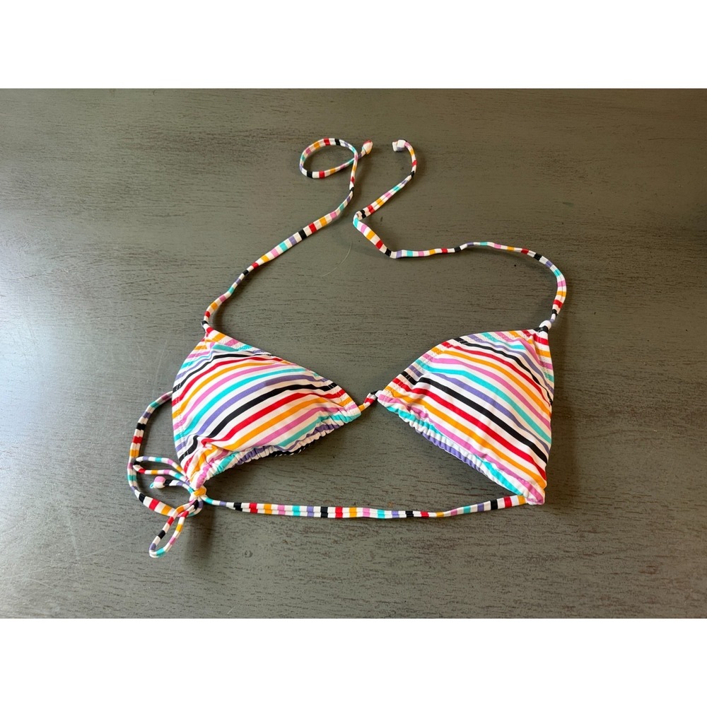 colorful striped string triangle ISLANDER   swimsuit bikini top size  medium